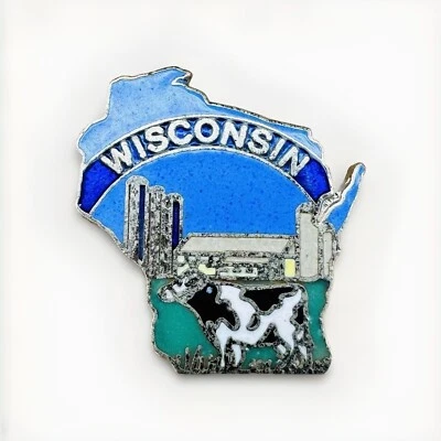 Vintage Wisconsin Souvenir Dairy Farm Cow Enamel Lapel Hat Pin P238 - Image 1 of 4