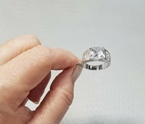 12KSilverplated Mens or Ladies Square-Cut and Pavé Cubic Zirconia Ring Size 10 - Picture 1 of 5