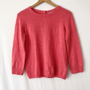 Jigsaw Knit Jumper Size Small Coral Orange Wool Silk Button 3/4 Sleeves - Foto 1 di 11