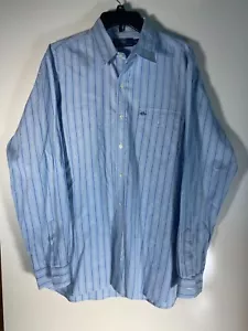 Mens Ralph Lauren Long Sleeve Button Up Shirt Large Blue Striped - Picture 1 of 6