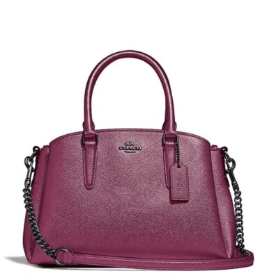 Bolso Cartera COACH Mini Sage Carryall Metálico Magenta Fucsia Cuero.  NUEVO $350 Foto 1 de 4
