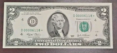 2003 $2 Dollar Bill Low Print Run 16,000 Rare Uncirculated Condition  - Image 1 of 4