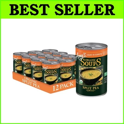 Sopa orgánica de guisantes divididos Amy's - baja en sodio y alta en proteínas, 12 latas de 14,1 OZ Foto 1 de 4