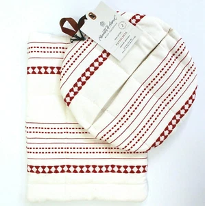 Hearth & Hand with Magnolia 2Pc Woven Jacquard Stripes Potholder Set Chalk Red - Picture 1 of 5