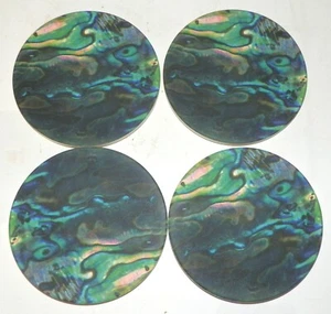 Abalone Ceramic Coaster Set of 4 Ocean Beach Cork Backed - Picture 1 of 3
