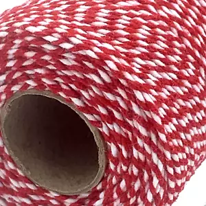 100m Cotton Bakers Twine Rope Crafts Red White Gold Christmas String Gift Wrap - Picture 1 of 2