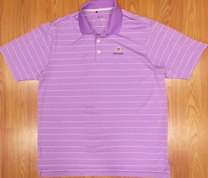 ADIDAS CLIMALITE POLO SHIRT POLYESTER WHITE & LAVENDER LARGE, L - Picture 1 of 5