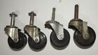 1 PAYSON & 3 BASSICK Vintage Steampunk Metal Caster Wheels w Iron Shaft