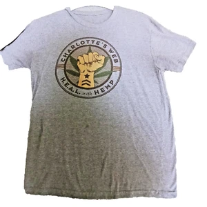 Mens Shirt Charlottes Web Heal With Hemp Graphic Tee Short Sleeve Gray - Picture 1 of 8