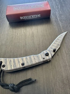 Navaja de bolsillo Rough Rider imitación acabado Damasco bloqueo de marco con clip de bolsillo de 3" RR1981 Foto 1 de 4