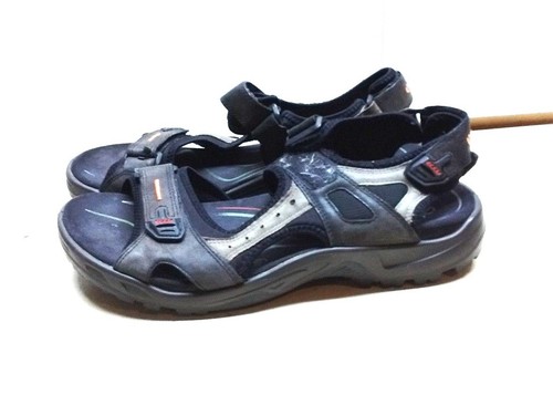 Scarpe uomo sandalo sportivo Ecco grigio marrone tessuto pelle gancio passante slingback 11 M 45