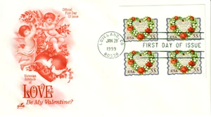 #3275 ARTCRAFT FDC Victoriano 55c Love Cherubines 28 de enero 1999 Primer día de emisión - Imagen 1 de 1