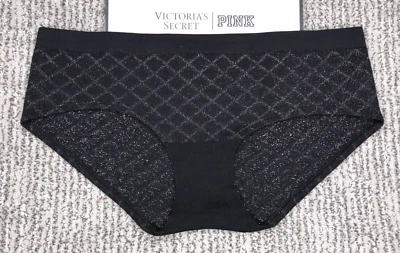Victoria's Secret Nuevo con Etiquetas Pequeño Negro Sin Costuras Hiphugger Panty Brillante Lindo Cuadros Foto 1 de 4