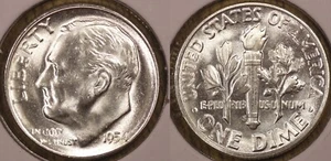 S 1954 sin elección ¡Bu bandas completas! Moneda de diez centavos Roosevelt FS-901 54S707 - Imagen 1 de 3