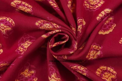 Indian Floral Apparel Craft Rayon Fabric Dressmaking Sewing Fabric Running 10 YD - image 1 of 3