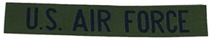 USAF U.S. AIR FORCE NAME TAPE STYLE PATCH BLUE OD OLIVE DRAB GREEN VET AIRMAN - Picture 1 of 1