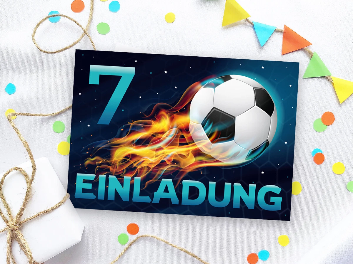 KEÏNELS Geburtstagseinladungen Für Kinder – 32 Karten Mit Fußball-Design, Persönlich Beschriftbar