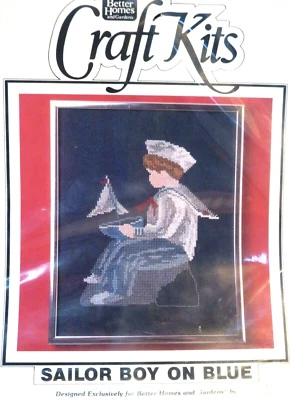 Janlynn Craft Kit Counted Cross Stitch Sailor Boy on Blue Better Homes & Gardens - Image 1 of 4