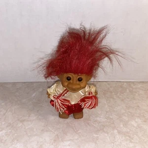 Vintage RUSS 5" Troll Doll Cheerleader Red Hair Red & White Pom Poms - Picture 1 of 5
