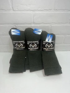 NWT! 6 Pair of REALTREE Thick Warm Crew Socks - Green & Brown 9-13 - Picture 1 of 4