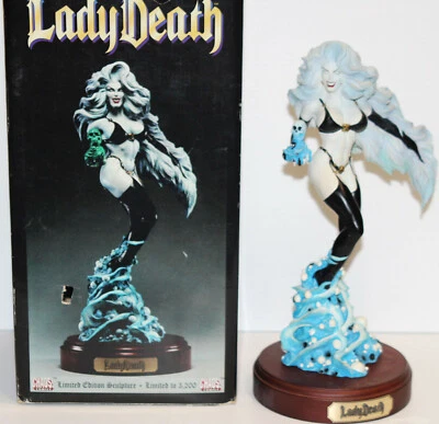 Lady Death 12" Statue 2861/3200 Chaos Comics 1995 Moore Signed by Brian Pulido - Image 1 of 4