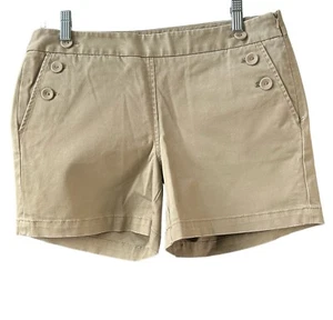 J. Crew Tan Khaki City Fit Shorts Button Detail Women’s Sz 6 - Picture 1 of 12