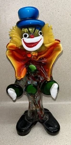 Murano Handblown Art Glass Clown 8 1/2” - Picture 1 of 13