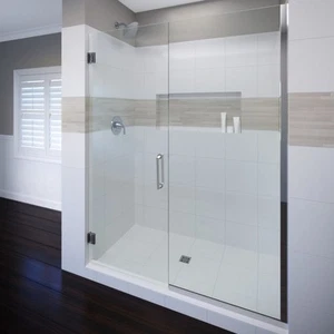 Miseno MSDF5876-SWING 76"H x 58"W Hinged Frameless Shower Door - Chrome - Picture 1 of 2