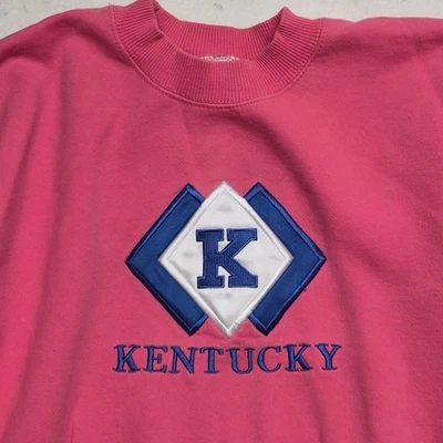 VTG Embroidered University of Kentucky Wildcats Big Logo Sweatshirt Pink Sz M - Image 1 of 4