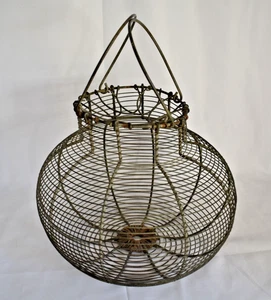 ANCIEN ET GRAND PANIER A ESSORER LA SALADE EN FIL DE FER ART POPULAIRE XIXe - Picture 1 of 2