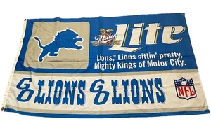 Vintage Detroit Lions Miller Lite Beer Banner 90s Rare - Picture 1 of 4