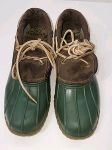 VTG L.L.Bean Bean Boots Men’s 9 M Made in Maine Duck Shoes Green Brown Moc - Picture 1 of 14
