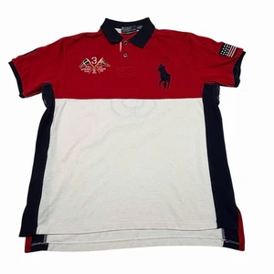 Polo Ralph Lauren USA Rugby Big Pony Shirt Uomo XL Custom Fit Rosso Bianco Blu #3 - Foto 1 di 12