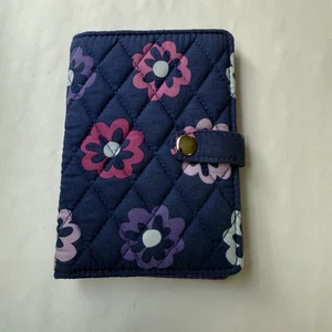 Vera Bradley Travel Wallet - Passport Slot - Navy With Pink Purple Flowers - Picture 1 of 9