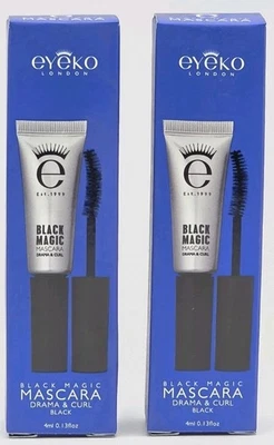 2x Máscara de pestañas Eyeko London Black Magic Drama & Curl negra 4 ml/0,13 oz tamaño de viaje Foto 1 de 3