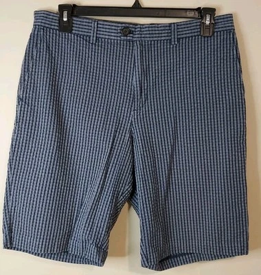 Шорты-чино Banana Republic Emerson Seersucker синие клетчатый узор мужские размер 34 - Изображение 1 из 4