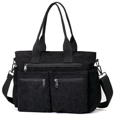 Corduroy Tote Bag Women Crossbody Shoulder Handbag Work Travel School Purse - Image 1 of 4