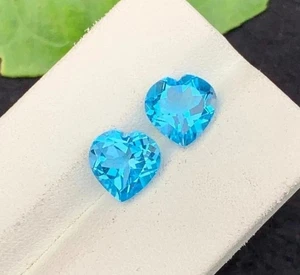 Par de piedras preciosas sueltas de turmalina Paraiba azul certificadas naturales corte corazón 11 quilates - Imagen 1 de 4