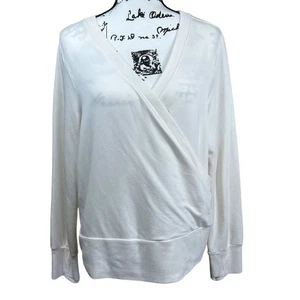 Athleta  White Criss Cross Long Sleeve Sweater Soft athleisure casual size XL - Picture 1 of 14