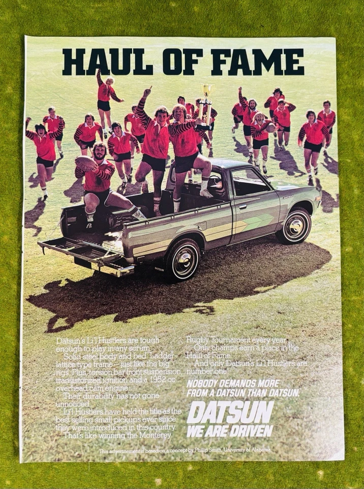 DATSUN 620 Pickup Magazine Promo Ad Print Años 70 8.25”x 11” “Haul Of Fame” Foto 1 de 1