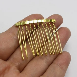 10 Golden Metal 10-Teeth Hair Side Combs Clips 40mm for Hair Accessories DIY - Picture 1 of 8