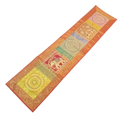 Dining Table Runner Mandala Floral Woven Zari Brocade Banarasi Cover Multi Color - Image 1 of 4