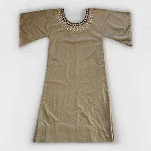 Vestido hecho a mano bordado tostado Tatreez Thobe Heritage palestino jordano - Imagen 1 de 19