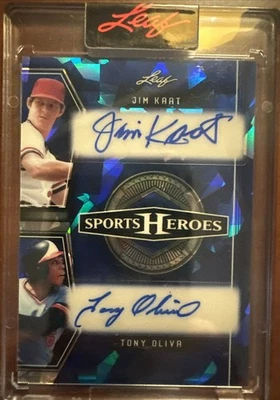 JIM KAAT & TONY OLIVA 2025 Leaf Metal Sports Heroes Dual Auto 1/4 Twins - Image 1 of 2