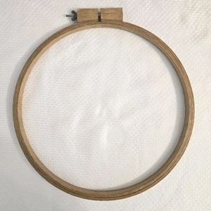 Vtg Wood Embroidery Hoop 14"  Needlework Quilting Decor Wing Nut Close - Picture 1 of 6