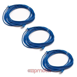 3X 25FT CAT5 CAT5E RJ-45 ETHERNET LAN NETWORK PATCH CABLE BLUE MODEM PS3 XBOX - Afbeelding 1 van 1