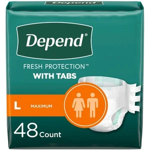 Incontinence Protection with Tabs, Unisex, Large (35–49" Waist, over 170 lbs)... - Picture 1 of 8