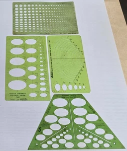 FOUR ISOMETRIC ELIPSE DRAFTING TEMPLATE STENCILS - Picture 1 of 5