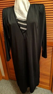 oscar de la renta Black Dress with jeweled embellishments long sleeves Sz 10 - Picture 1 of 8