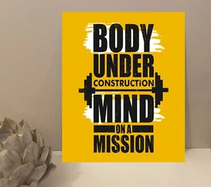 1x Body Construction Gym Quote Metal Plaque Sign Gift House Novelty (mt224) - Picture 1 of 4
